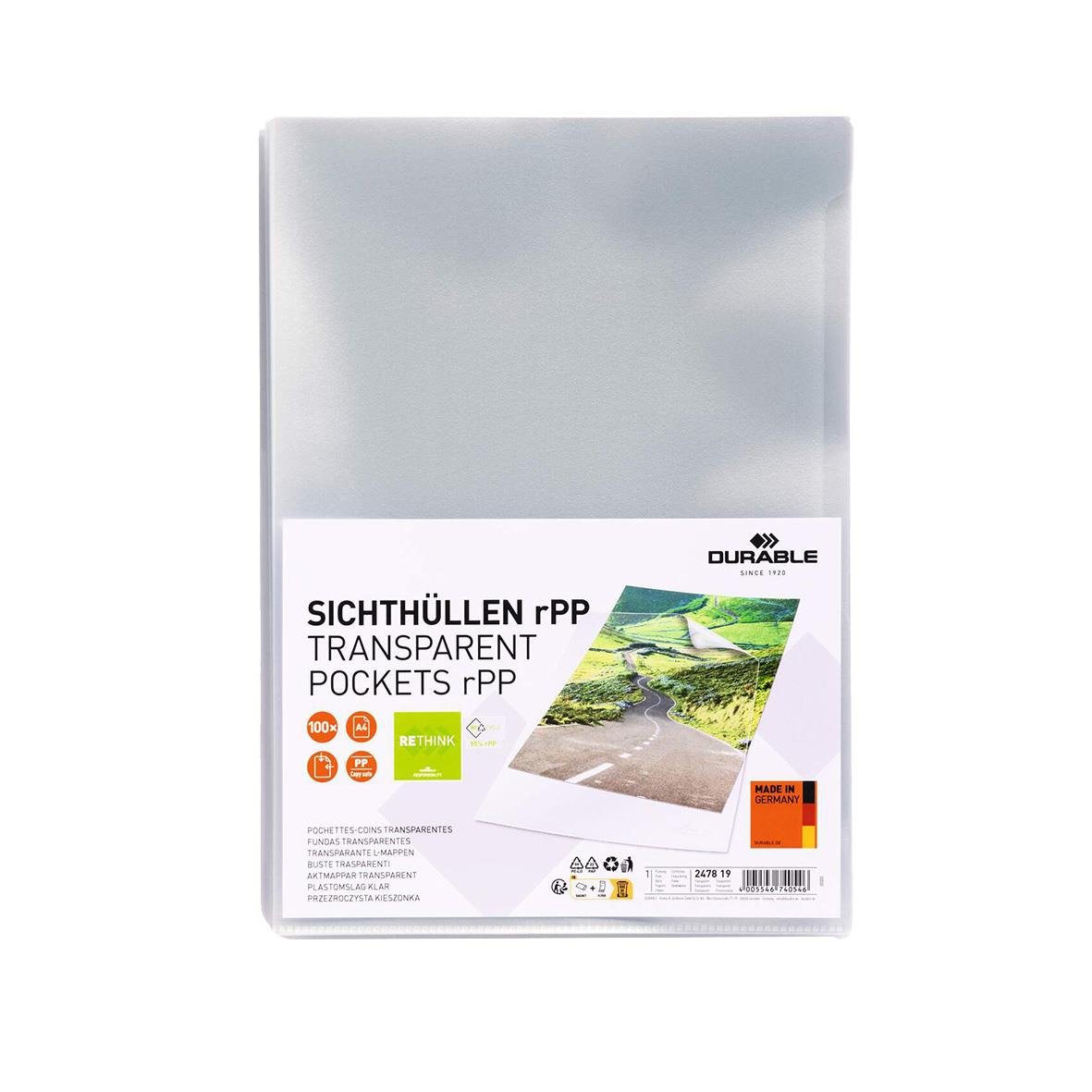 Transparent plastmapp i A4 storlek, 0,10mm tjocklek, hållbar och miljövänlig