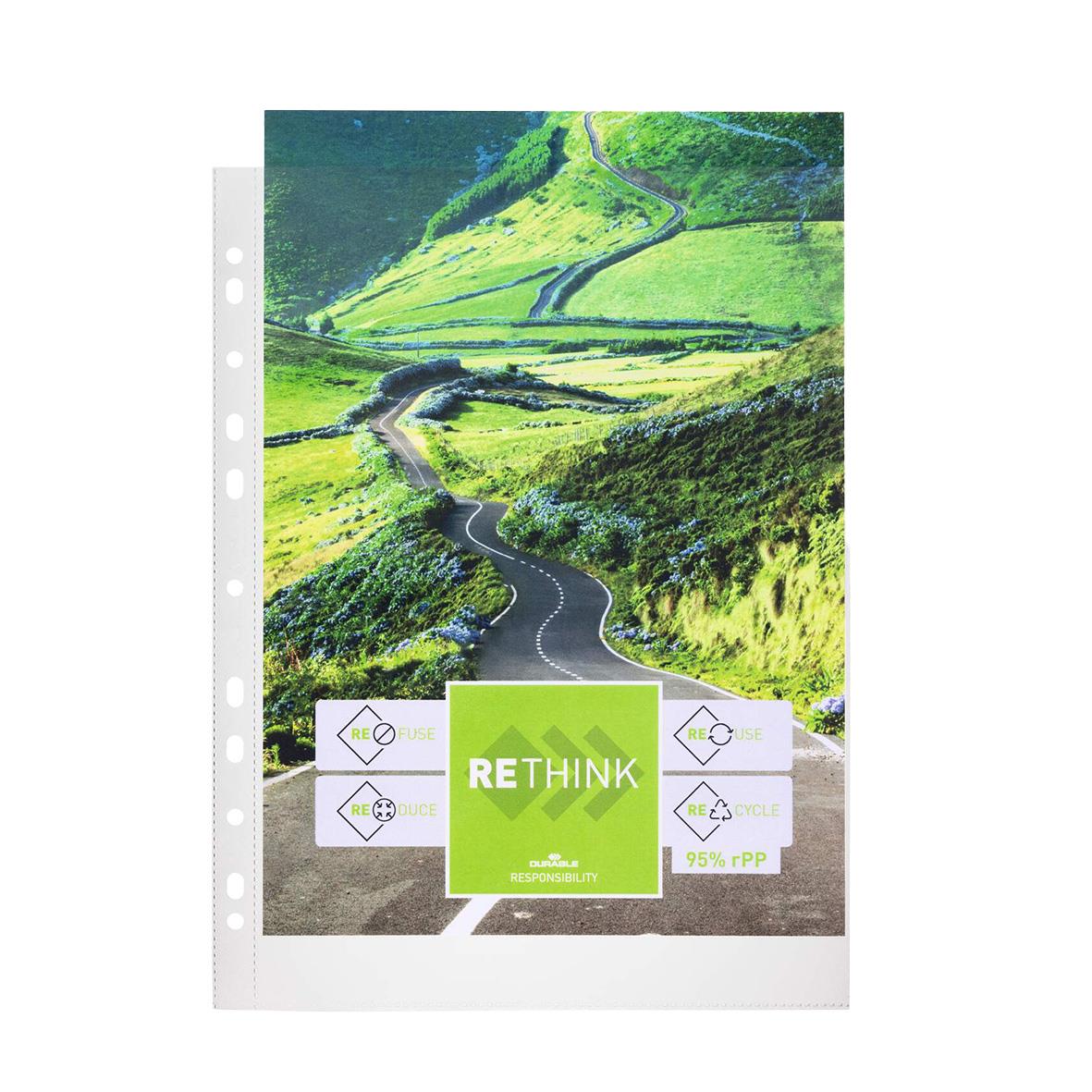 Transparent plastficka Durable ECO 0,08mm A4 med landskapsbild av landsväg och gröna kullar