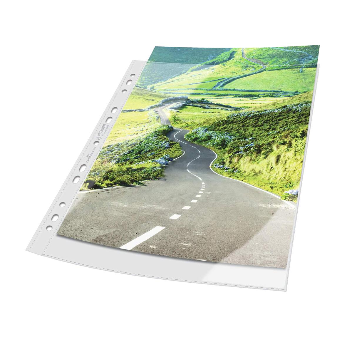 Transparent plastficka Durable ECO 0,08mm i A4-storlek med hål för arkivering