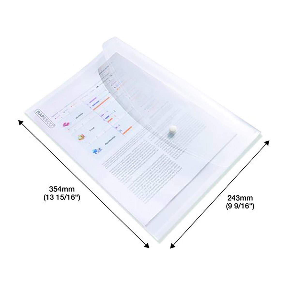 Kuvertmapp ECO 100% återvunnen med knapp, transparent A4+