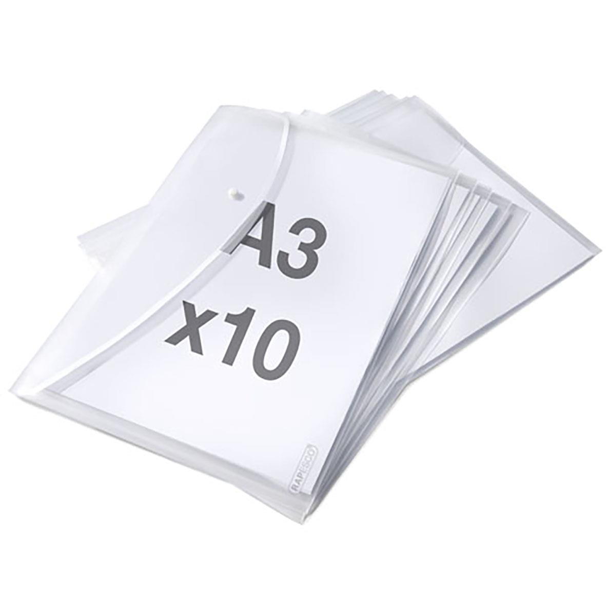 Kuvertmapp ECO 100% återvunnet med knapp för A3+ papper, 10-pack