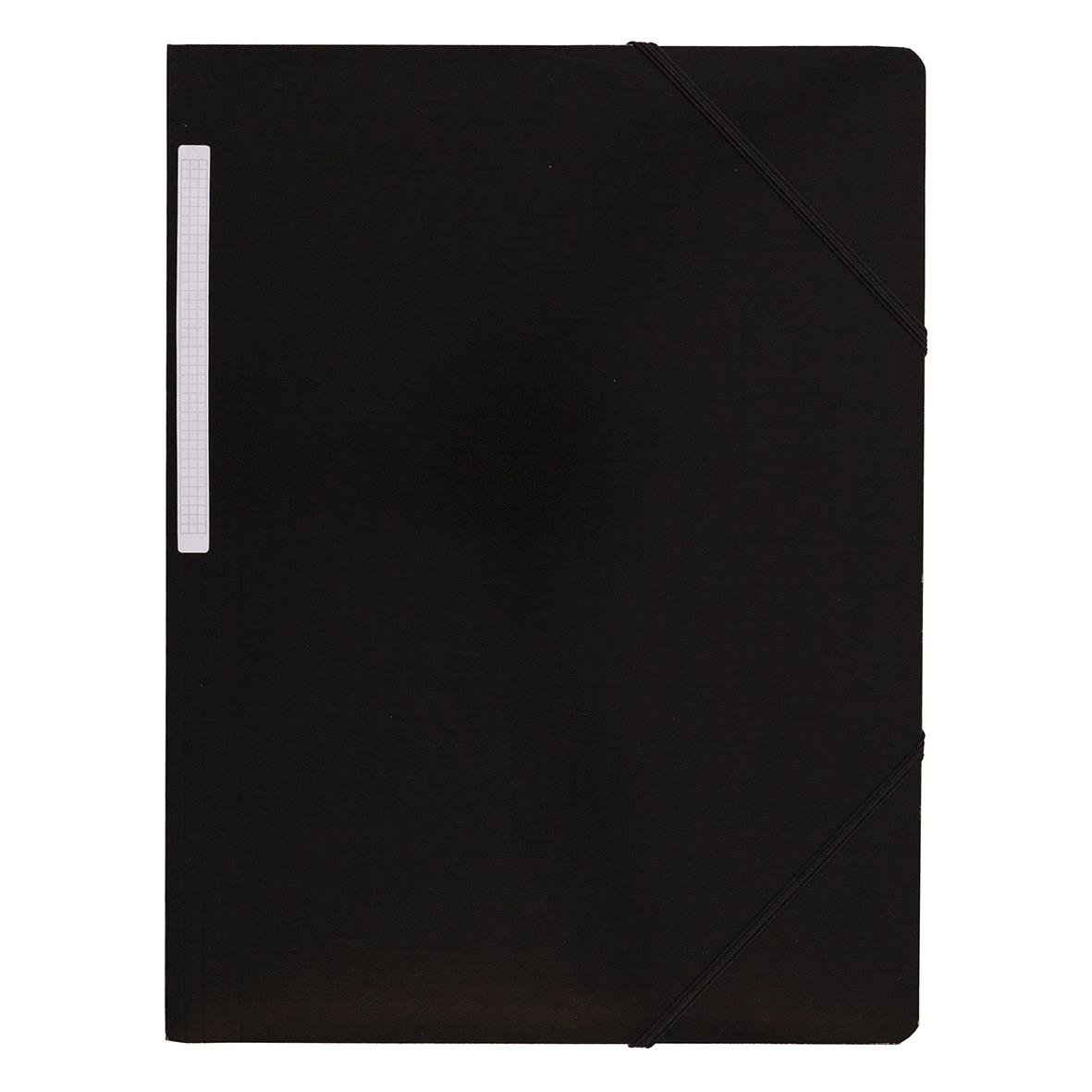 Svart snoddmapp i kartong med tre klaffar i A3 storlek