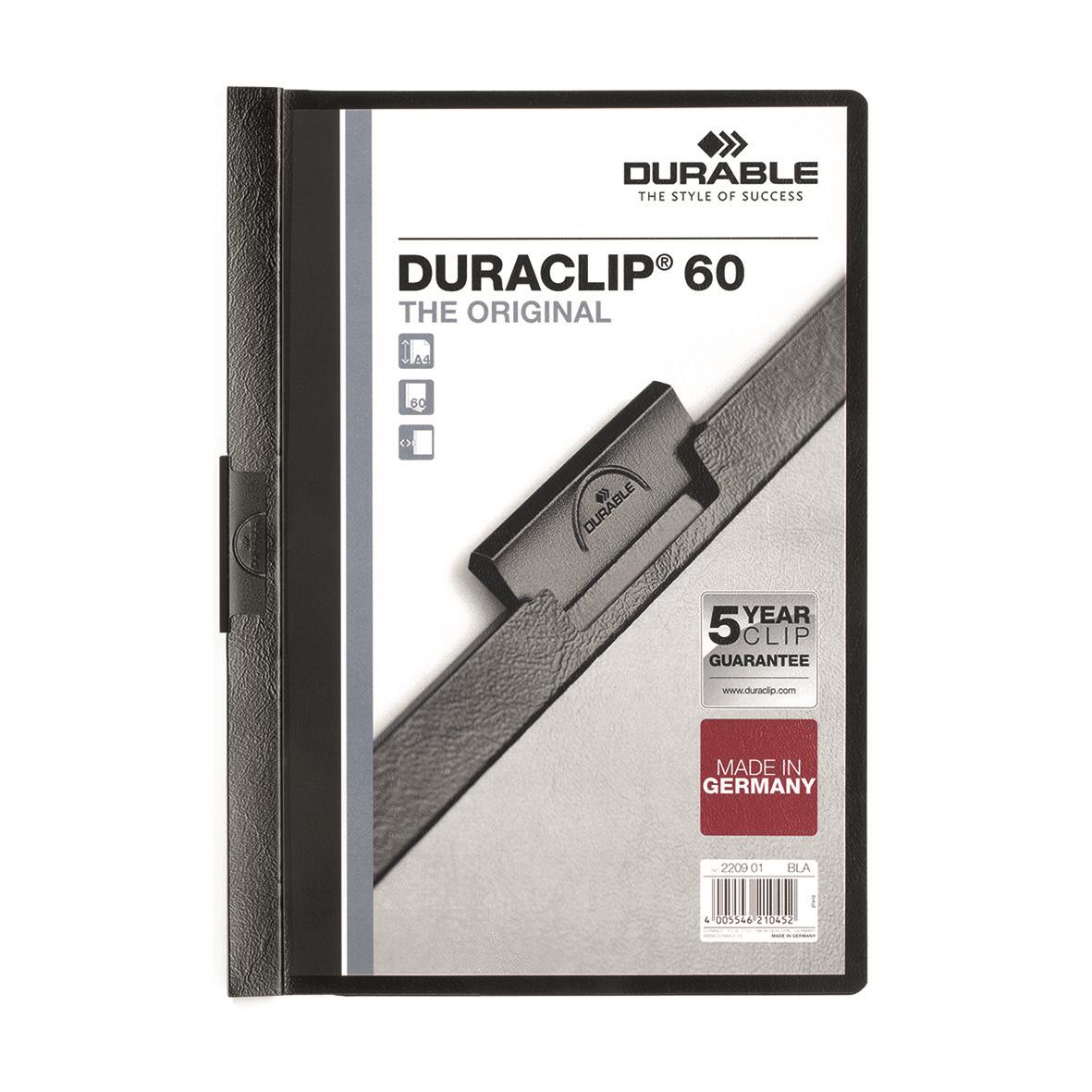 Svart klämmapp för 60 ark i A4-format från Durable