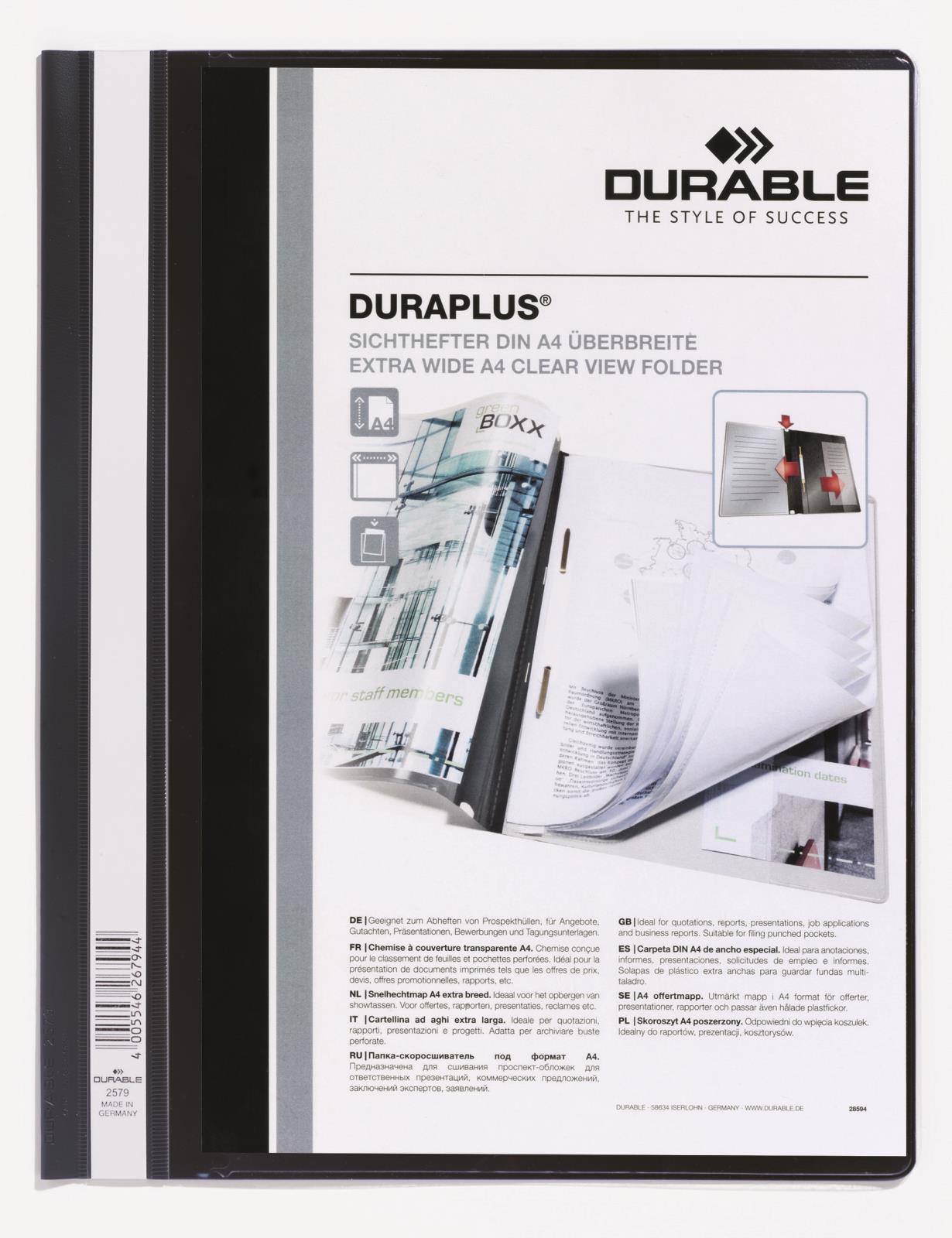 Offertmapp Durable DuraPlus med ficka svart A4 11110055