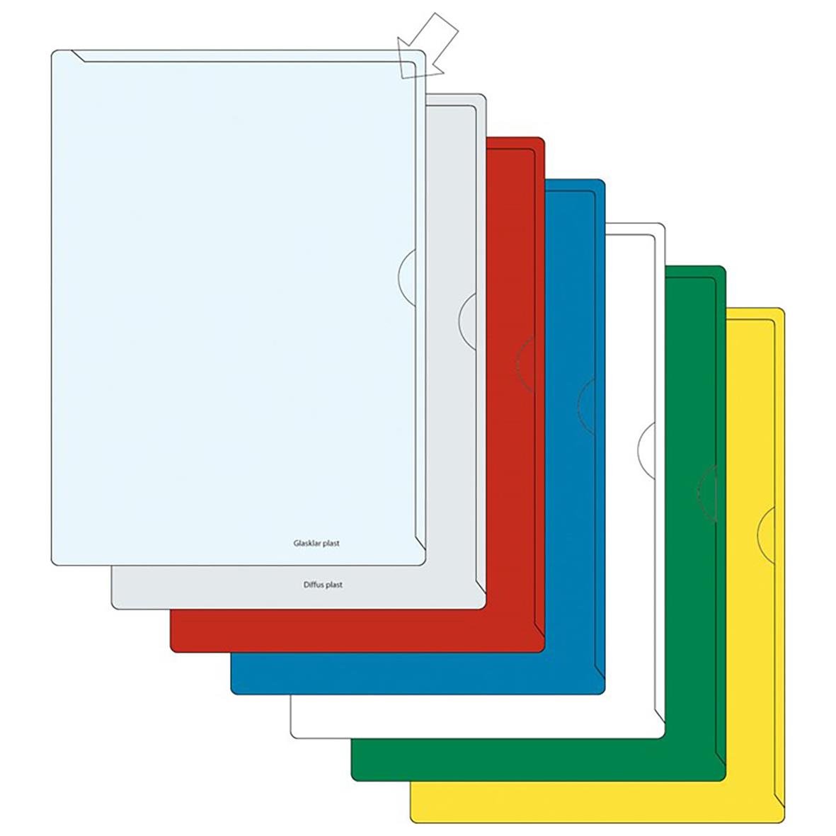 Aktmapp PVC 0,12mm matt A4 i olika färger: blå, röd, grön, gul och vit