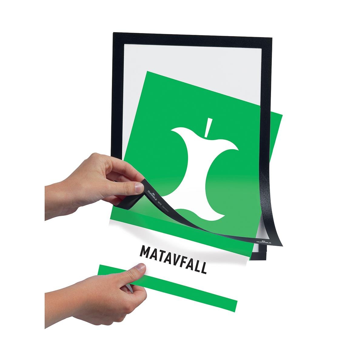 Svart självhäftande duraframe för A4 med matavfallsskylt