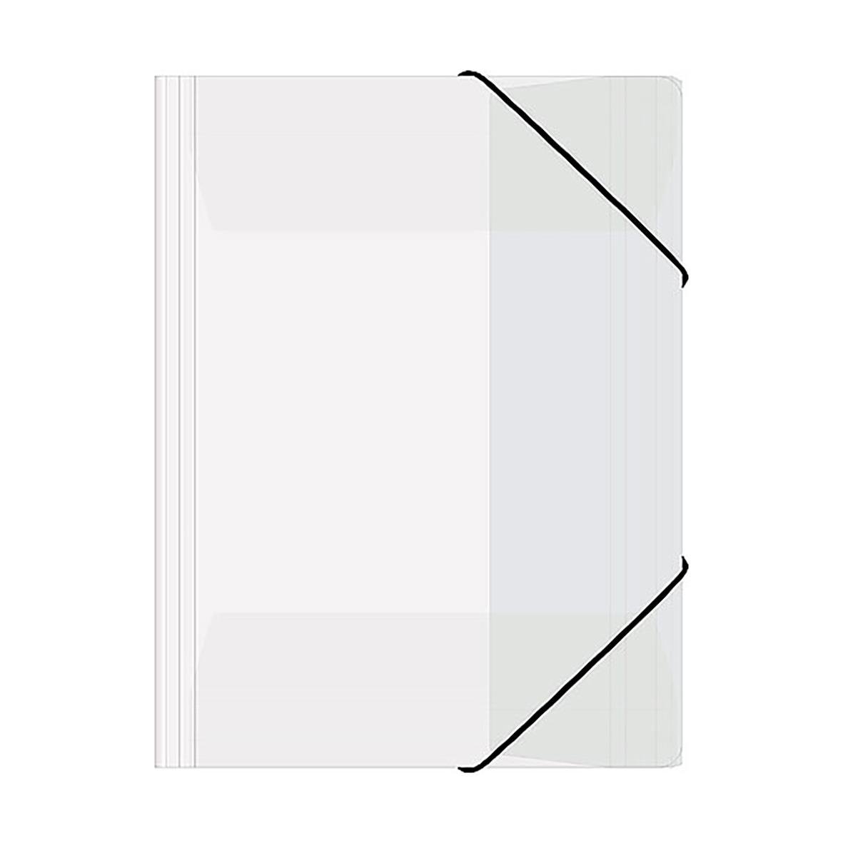 Transparent A4 PP 3-klaff snoddmapp med svart snodd