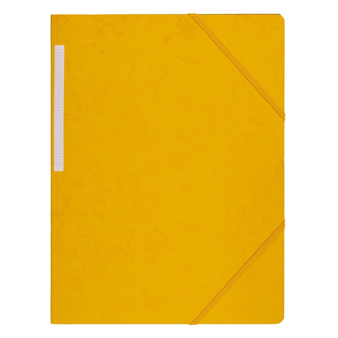 Gul A4 snoddmapp i kartong utan klaff med elastisk band