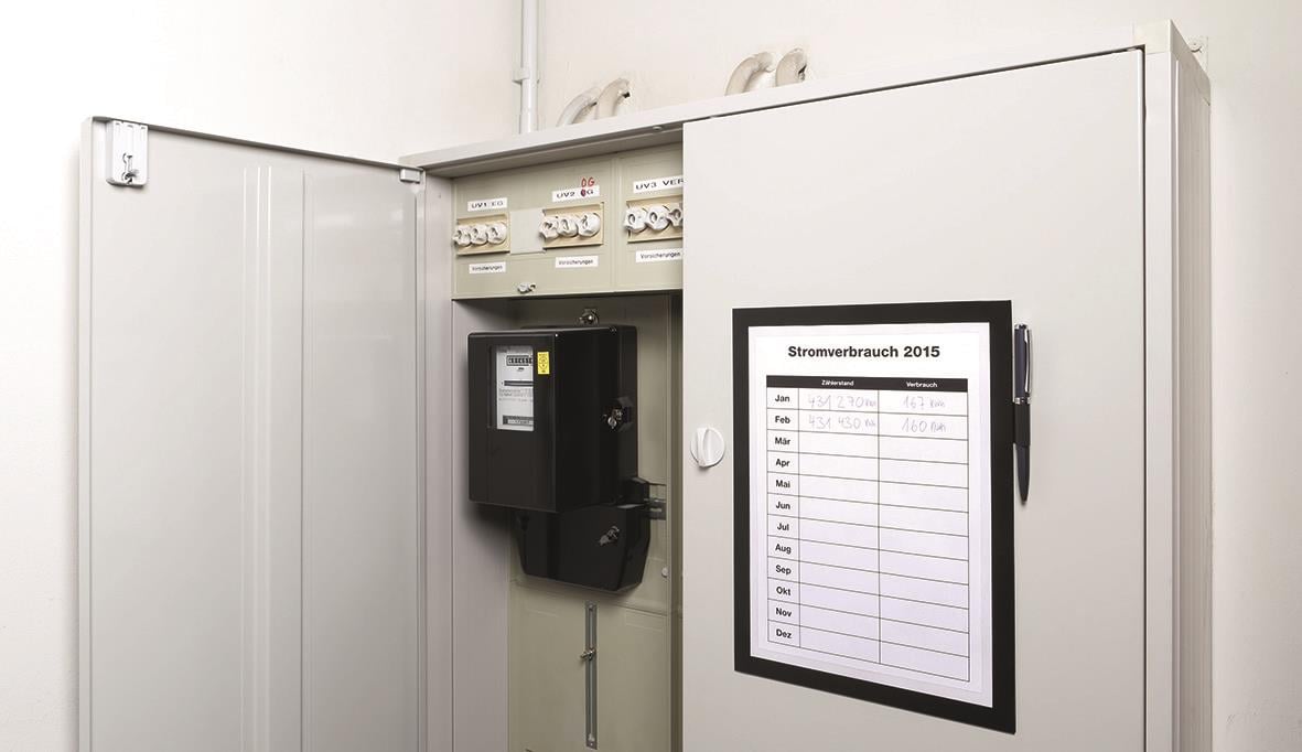 Svart Duraframe anteckningsblock i A4-storlek med whiteboardfunktion och förvaringsskåp