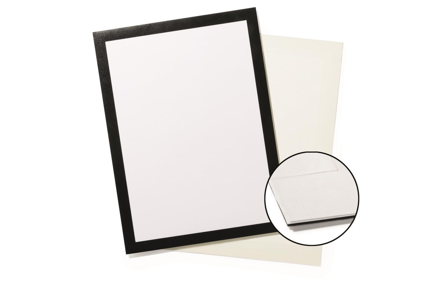 Svart Duraframe grip för A4 med glasfront och vit bakgrund