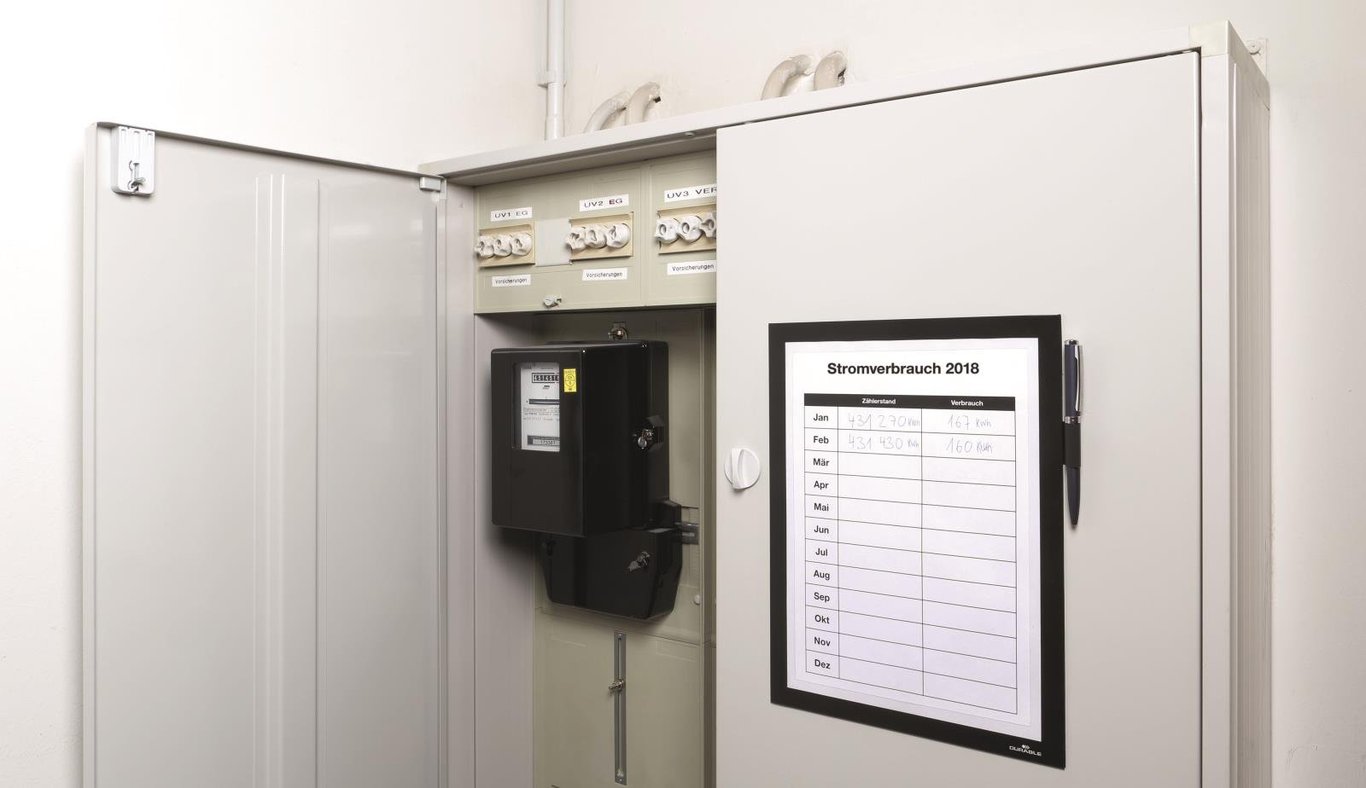 Inforam Duraframe Magnetisk anteckningsblock för direkt anteckning på A4 svart ark i skåp