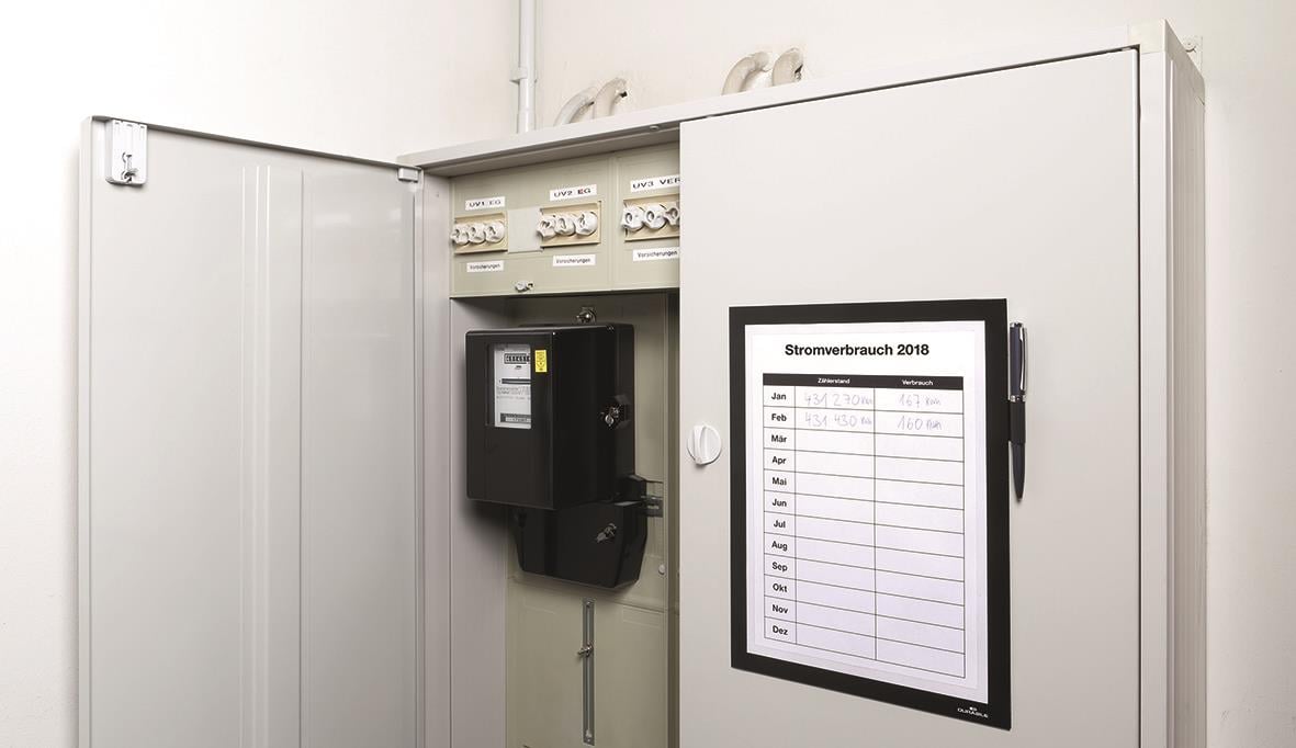 Inforam Duraframe Magnetisk anteckningsblock för direkt anteckning på A4 svart ark i skåp