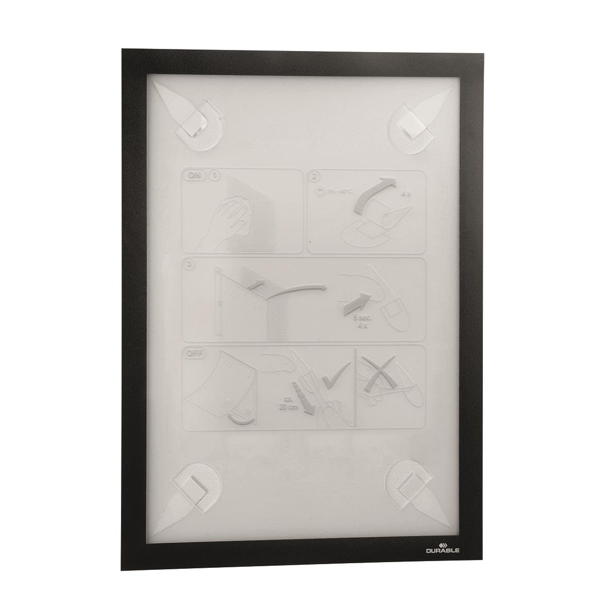 Svart Duraframe tapetram för A4-ark med instruktioner