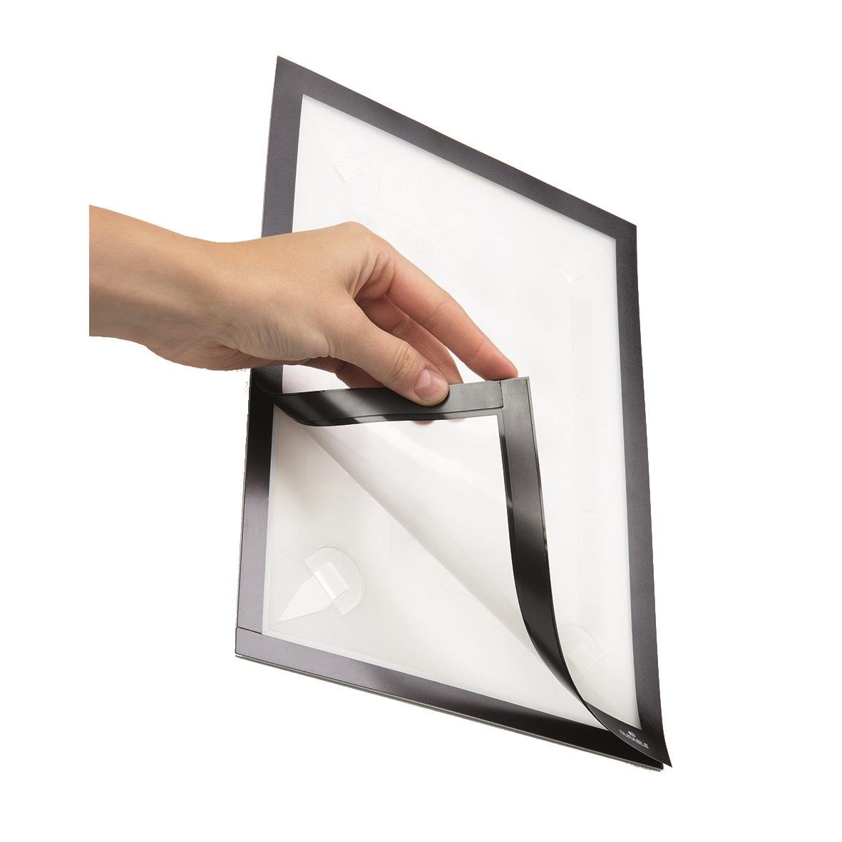 Svart Duraframe väggklocka med svart ram och vit bakgrund, lätt att byta motiv