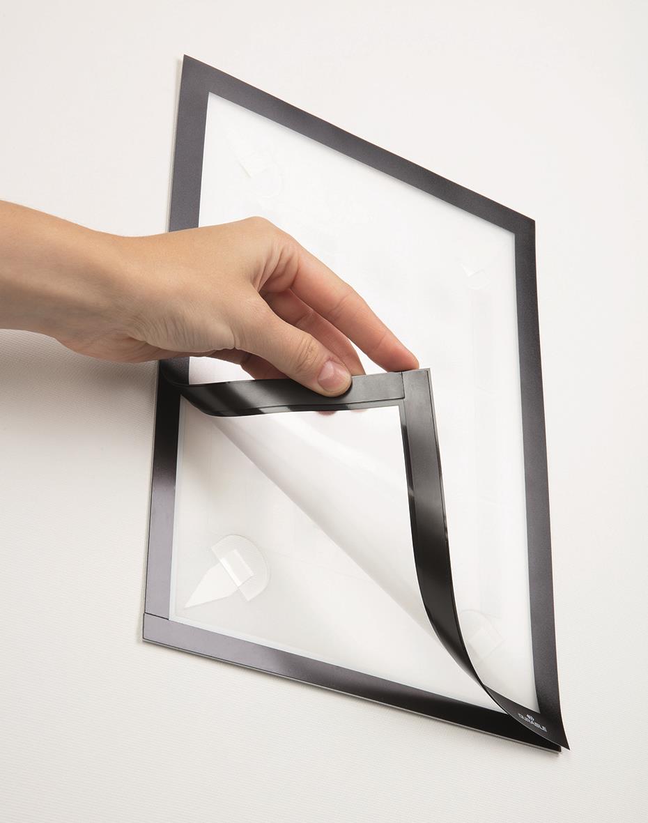 Svart Duraframe väggklocka med svart ram och vit bakgrund, lätt att byta motiv