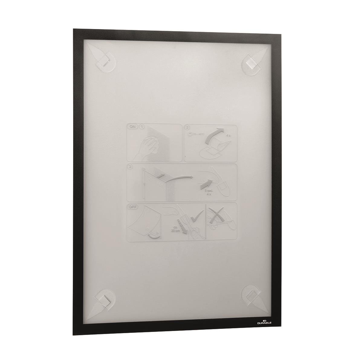 Svart Duraframe väggtavla i A3 storlek med transparent skyddsplast