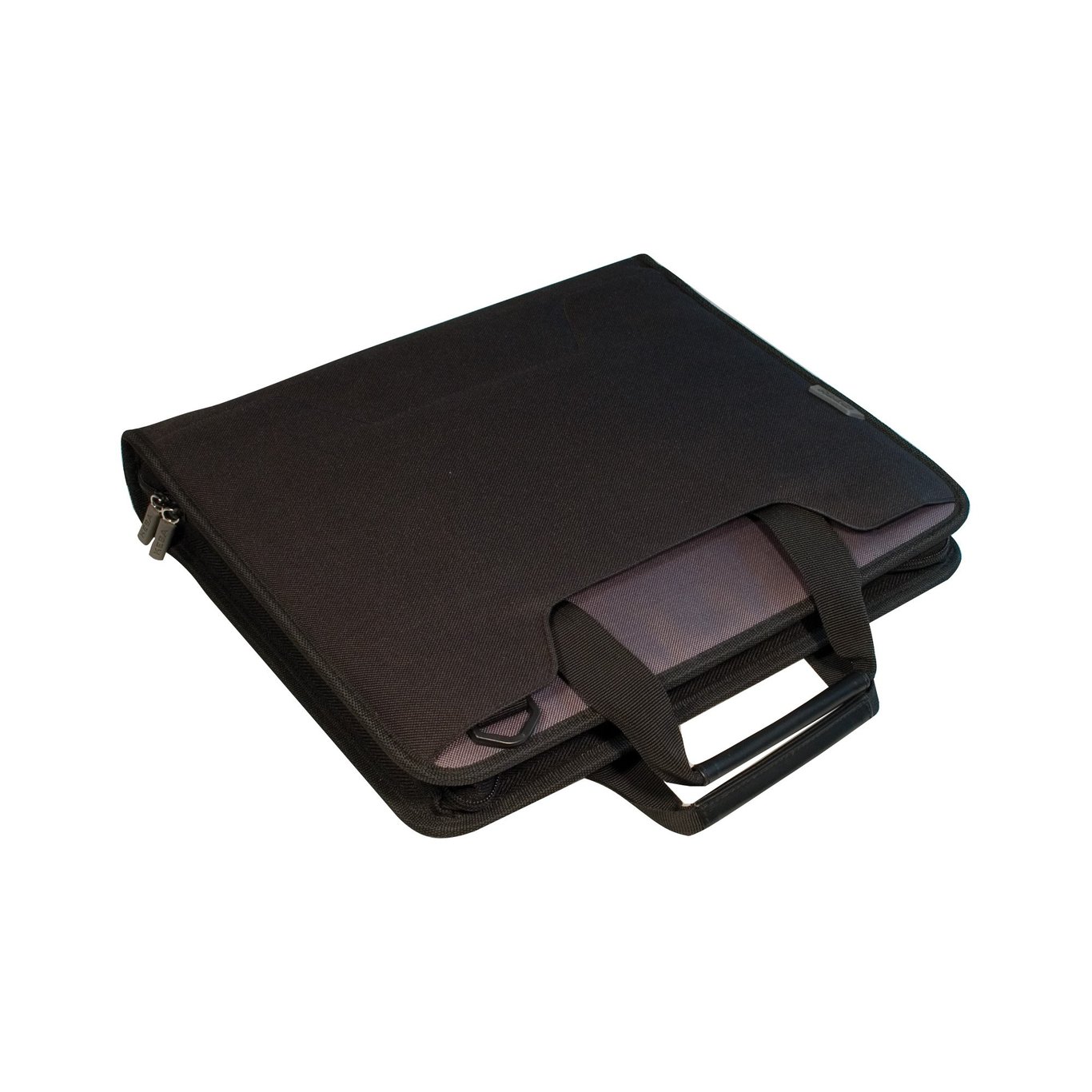 Svart pärmväska för A4+ dokument och 55mm tjocklek, med handtag och dragkedja