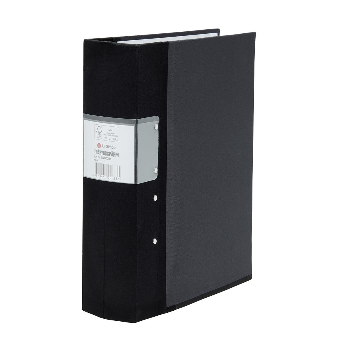 Svart A4 gaffelpärm med 80mm rygg och FSC-märkning