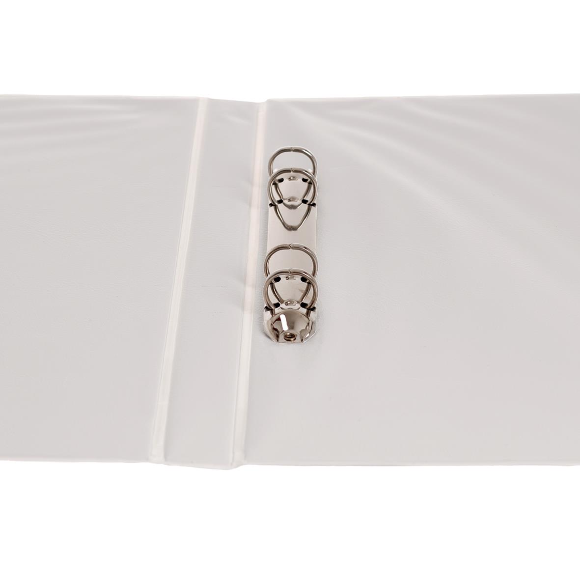 Vit ringpärm i plast med ficka för A4-papper och två metallringar