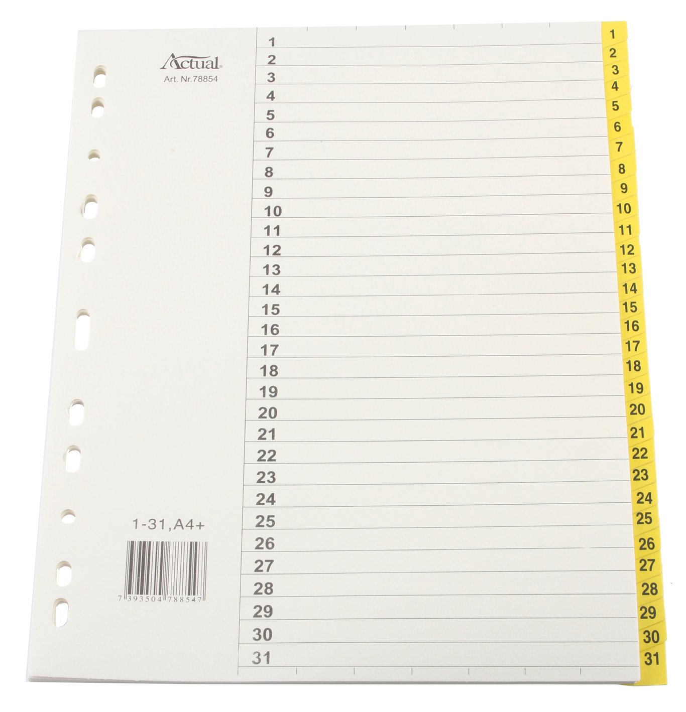 Pärmregister Plus flikförstärkta 1-31 A4+ 11300008_1