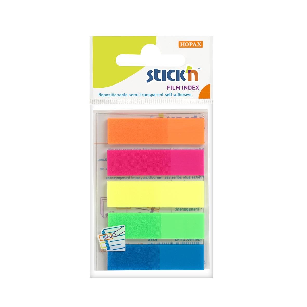 Märkflik Stick´n 5x25 flikar i 5 färger, 45x12mm, självhäftande