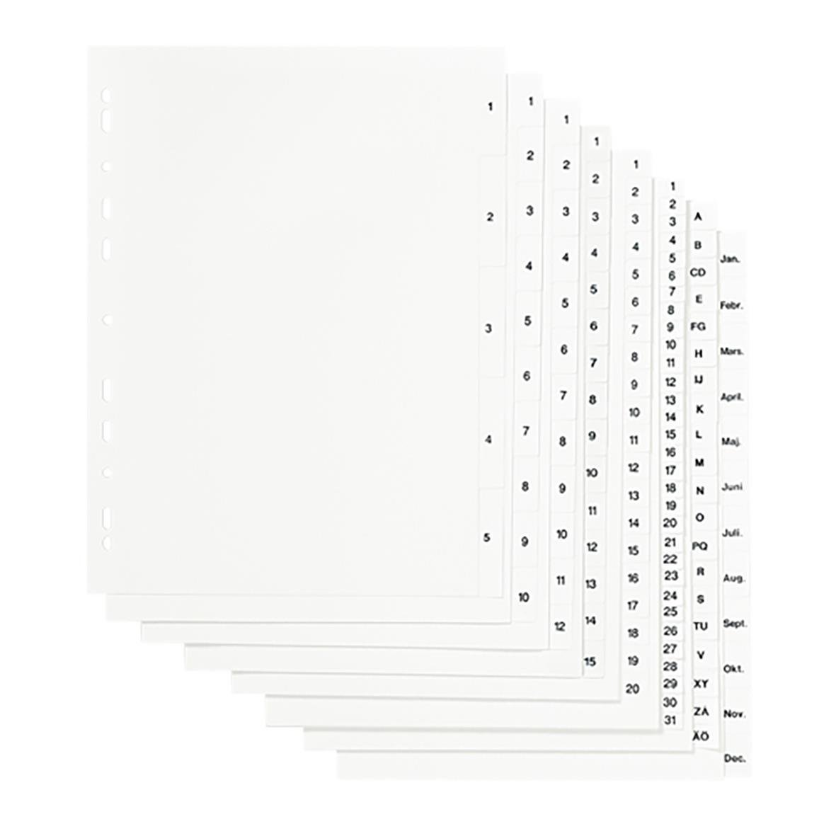 Pärmregister i plast för A4, 1-12, med månadsindelning och alfabetisk index