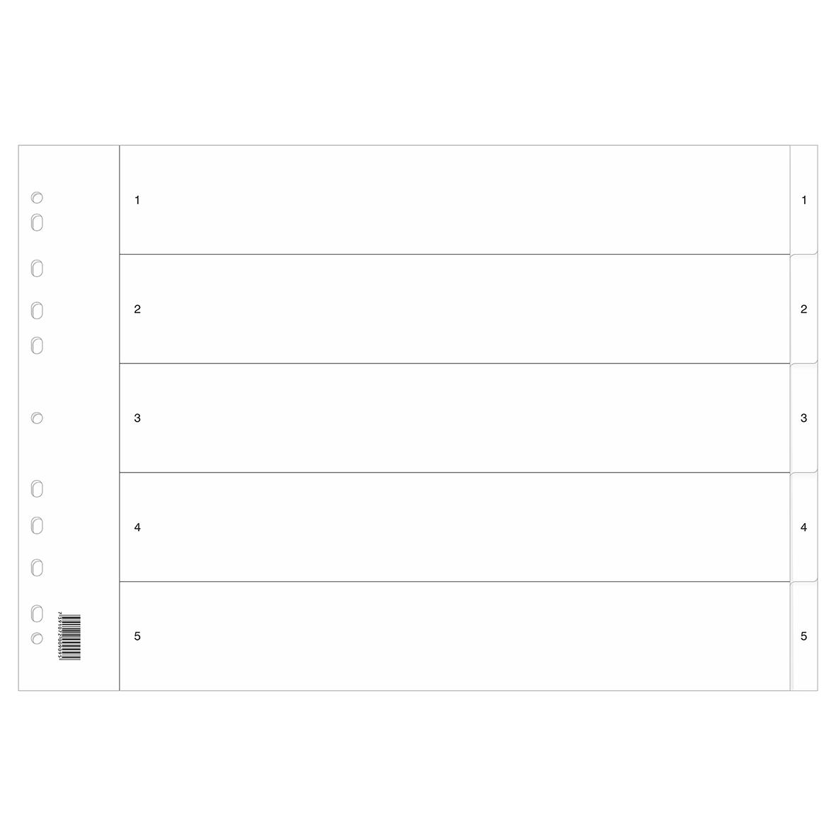 Pärmregister plast 1-5 PP A3L med numrerade rader och barcodesida