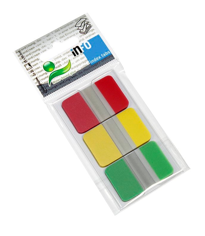 Märkflik med 3 färger, 3x25 flikar, 25x38mm, i plastförpackning