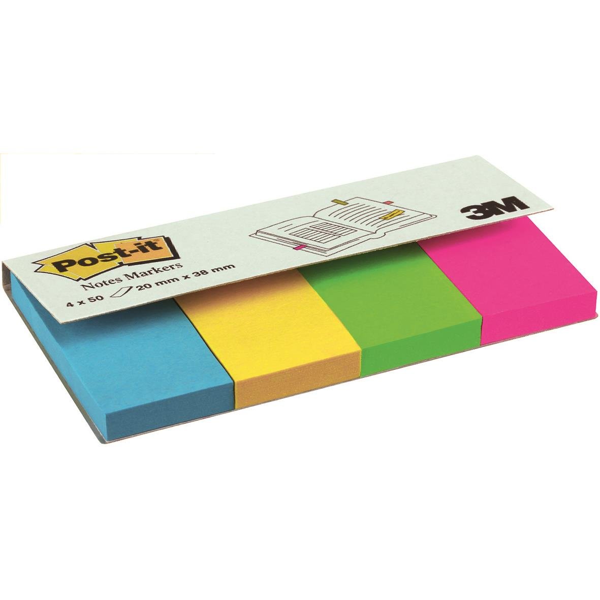 Post-it märkflik 4 färger, 20x38mm, 4x50 flikar