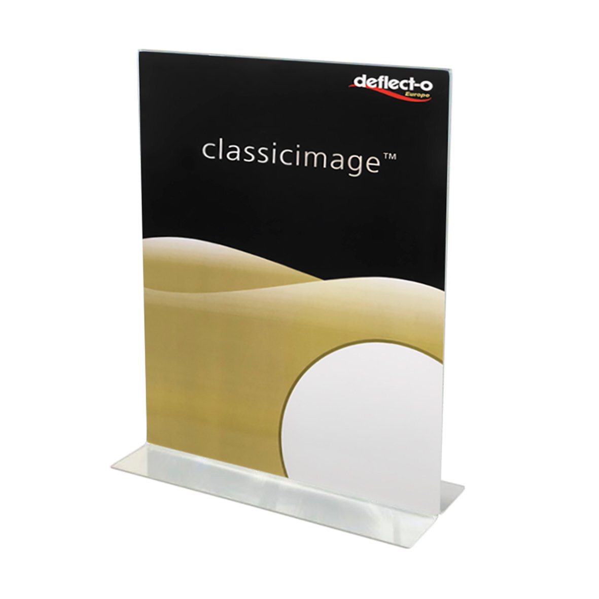 Skyltställ av akryl med T-fot för A7-format