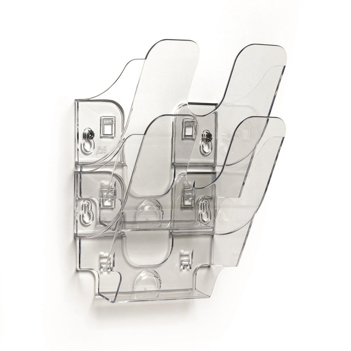 Transparent A5 dokumentfacka i plast med tre fack och fästanordning