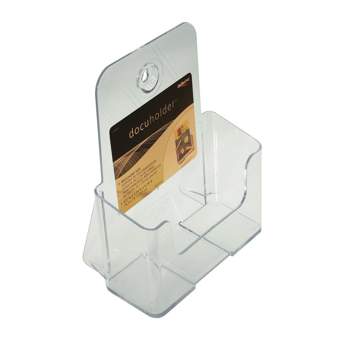 Klar broschyrställ i plast för A5-format med plats för broschyrer och kort