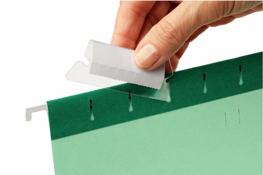 Transparent rubrikhållare för hängmappar med 50mm bredd