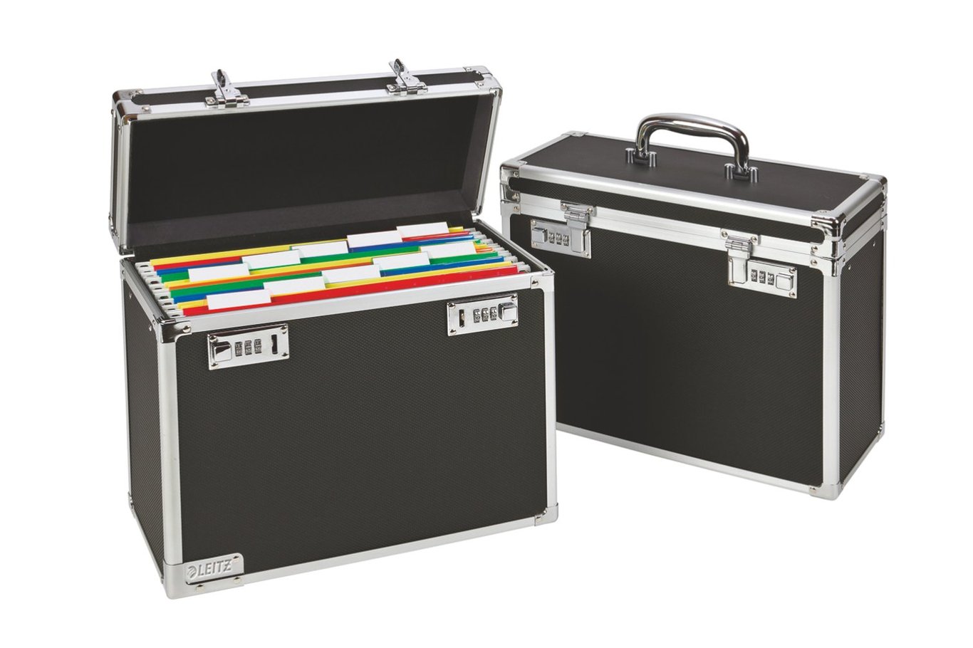 Hängmappslåda Leitz Mobil i svart med många fack och bärhandtag