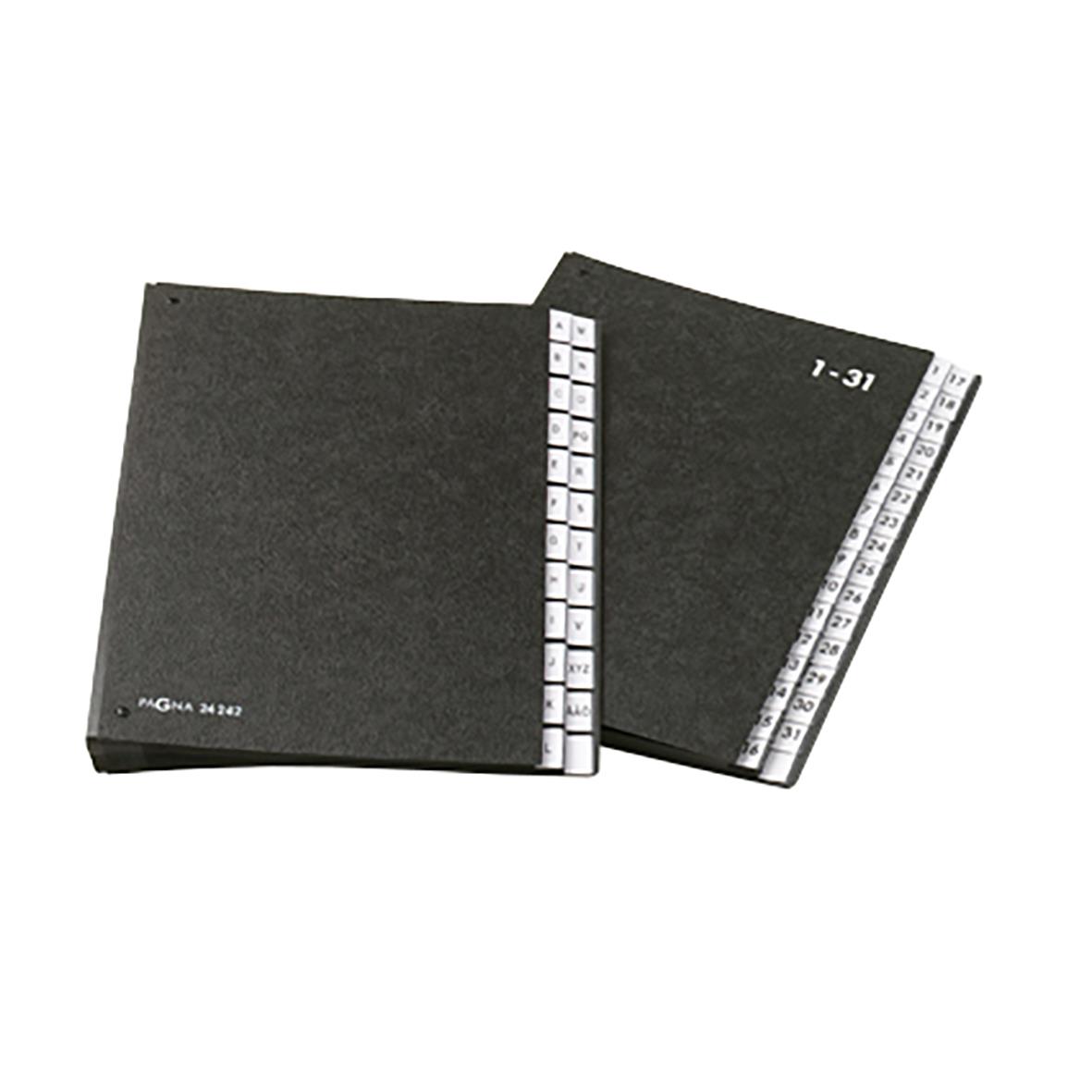 Sorteringsportfölj i svart Pagna kartong A-Z, 270x345mm