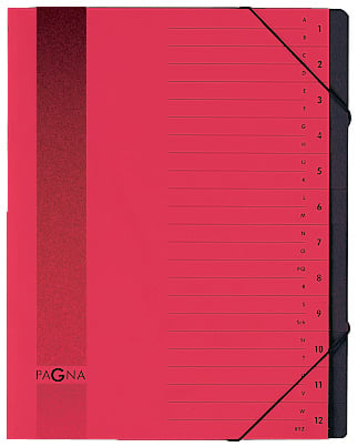 Sorteringsmapp Pagna 12-flik 1-12/A-Z röd A4