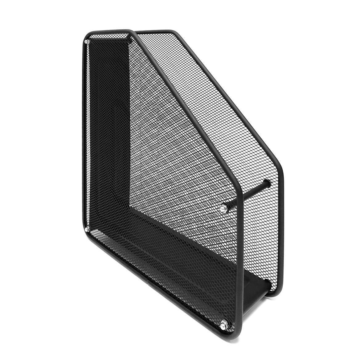 Svart tidskriftssamlare i metall för A4-papper