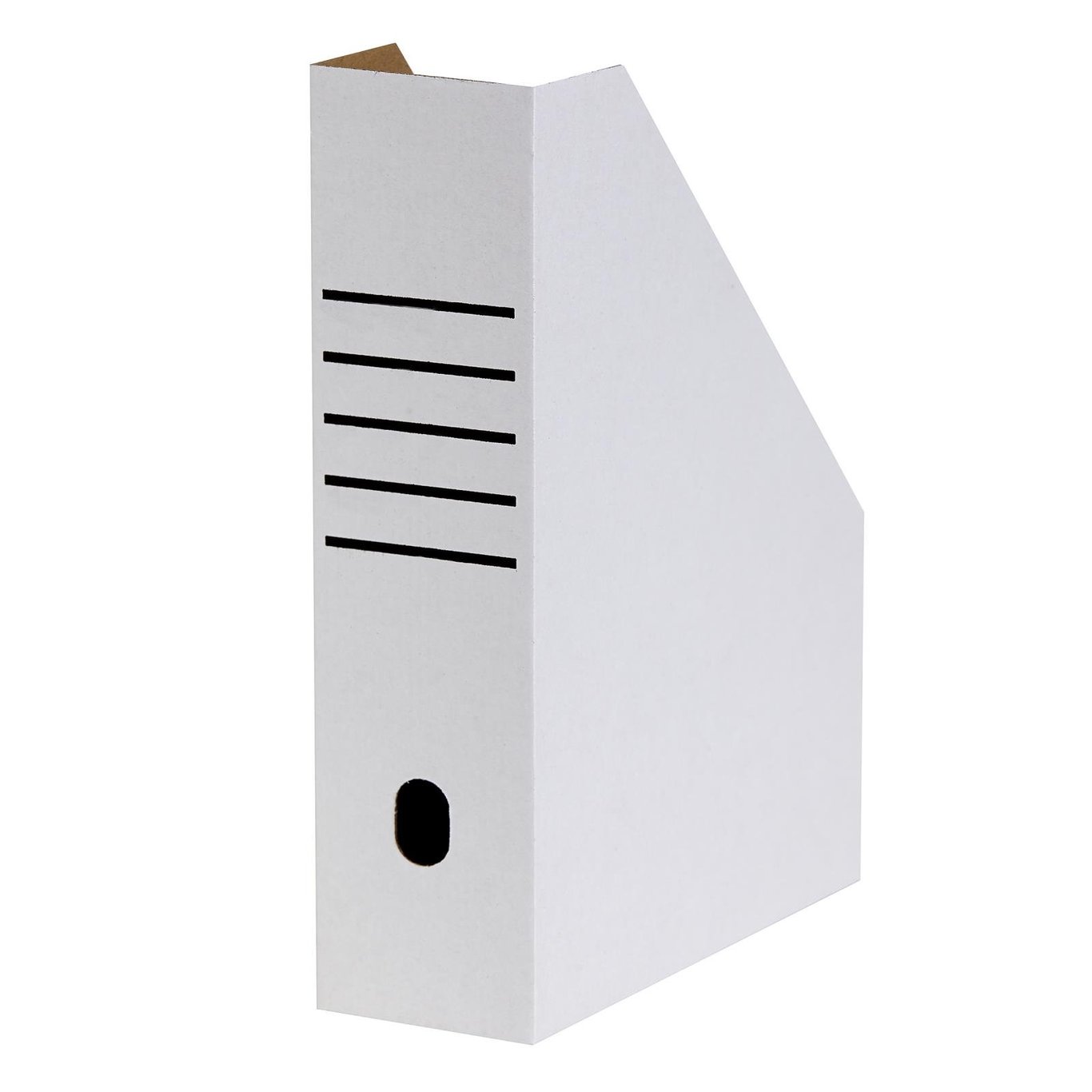 Vit tidskriftssamlare i wellpapp för A4-format