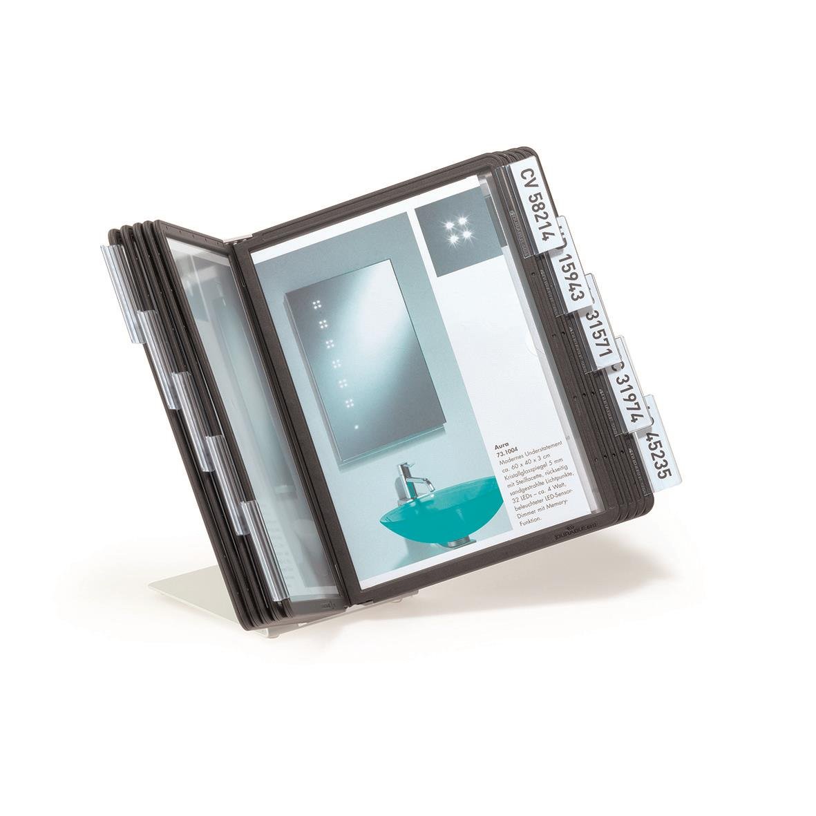 Svart bordsställ Durable Vario med 10 paneler för A5-format