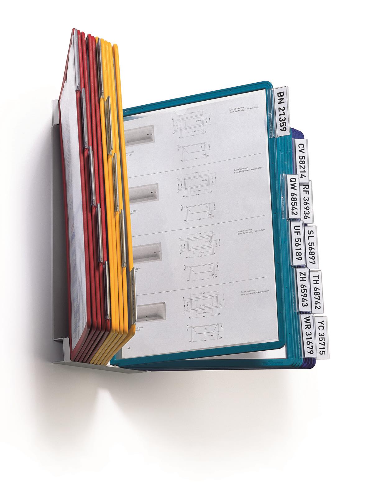 Väggställ Durable Vario 20 paneler i sorterade färger med A4-liggande dokument