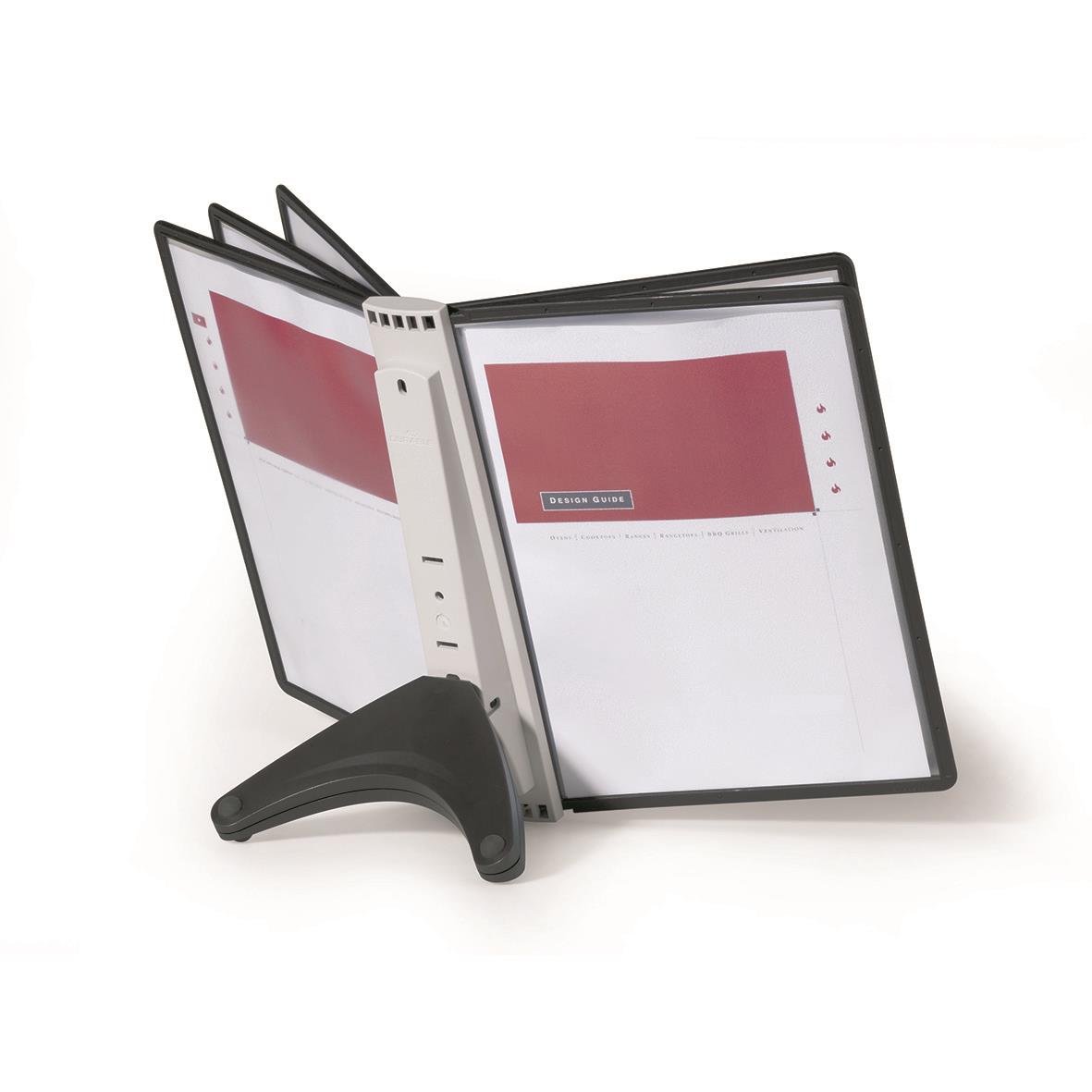 Svart bordsställ Durable Soho med 5 paneler för A4-papper