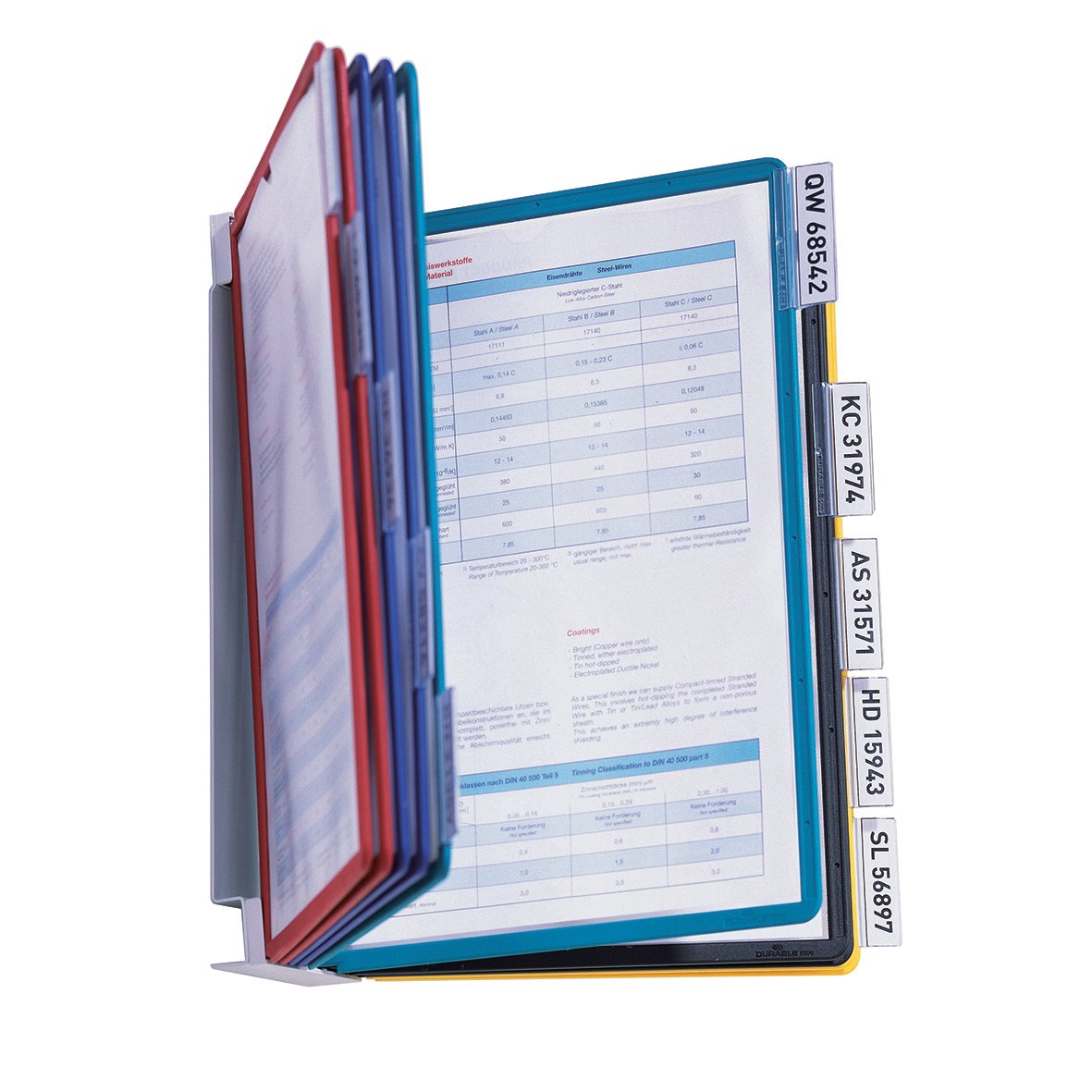 Väggställ Durable Vario med 10 färgkodade A4-paneler