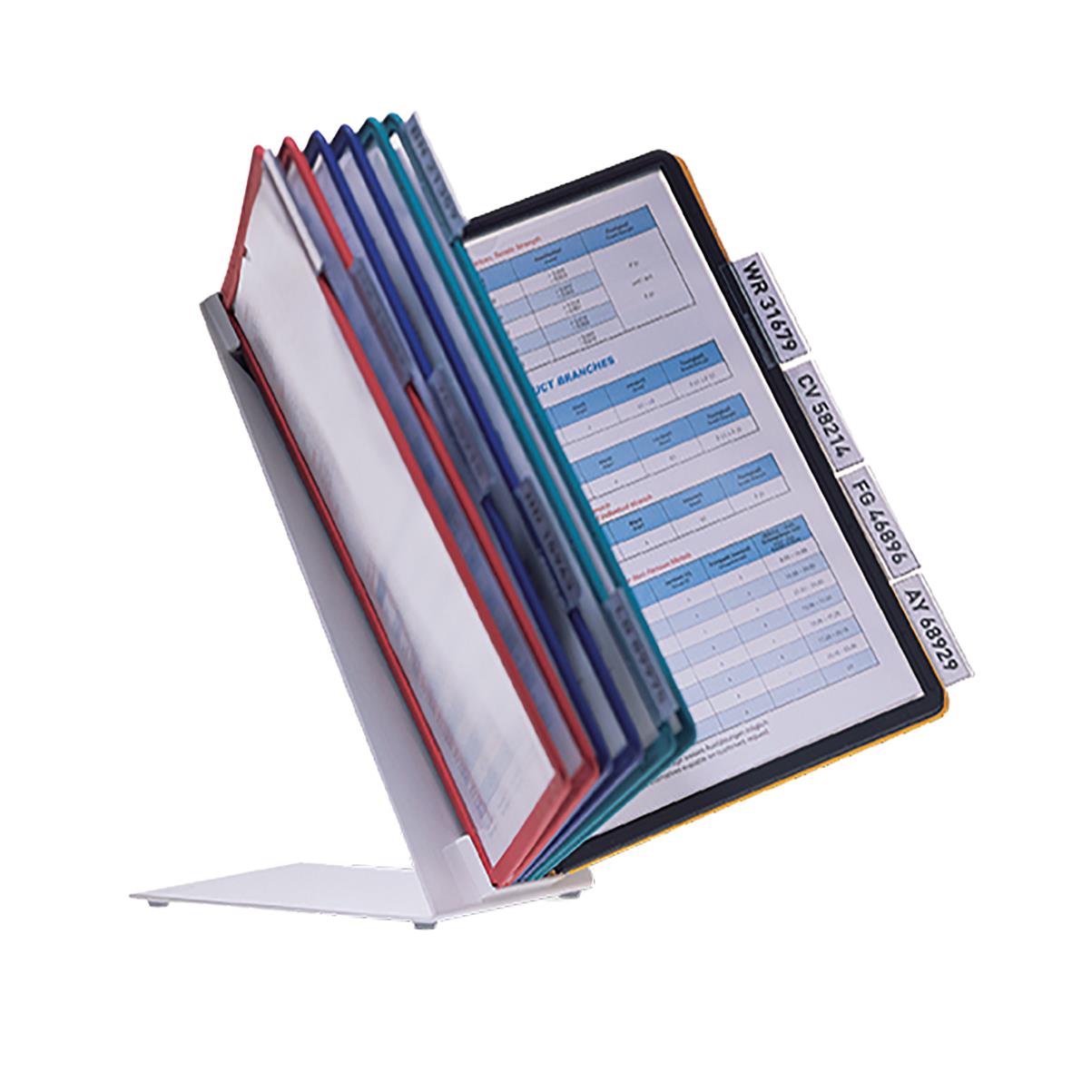 Bordsställ Durable Vario med 10 blandade färgade paneler för A4 dokument