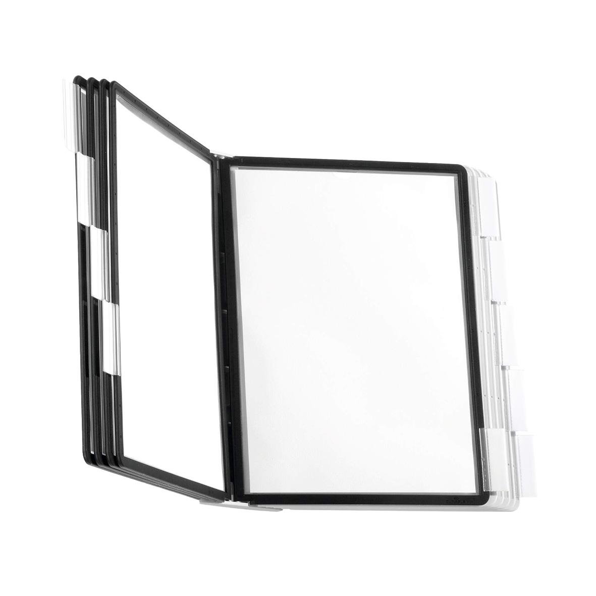 Väggställ Durable Sherpa med 10 svarta/grå paneler för A4-papper, öppnad