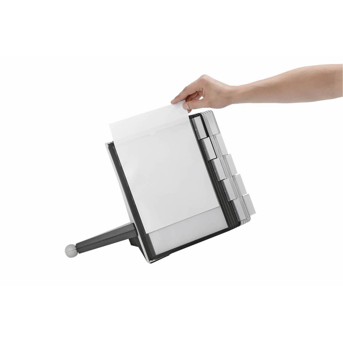 Bordsställ Durable Sherpa med 10 paneler i svart och grått, A4-format, för dokument och presentationer