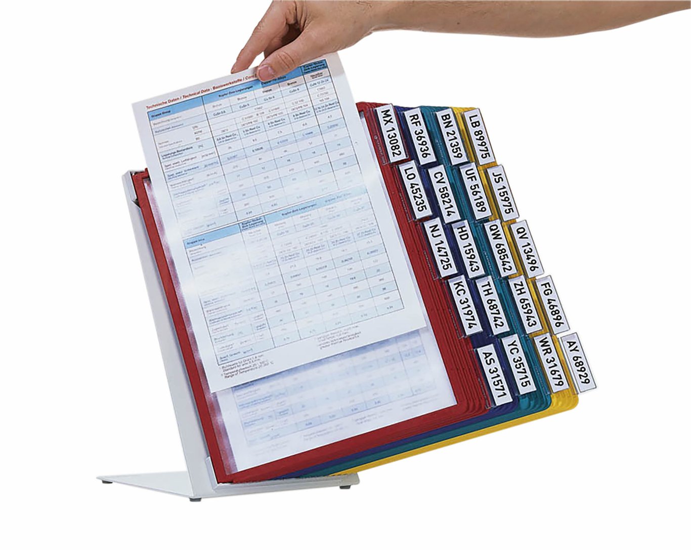 Bordsställ Durable Vario med 20 blandade färgade paneler och A4 dokument