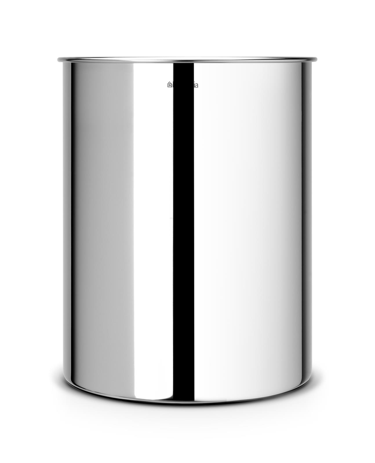 Två Brabantia Brilliant Steel papperskorgar i kromfärgad metall