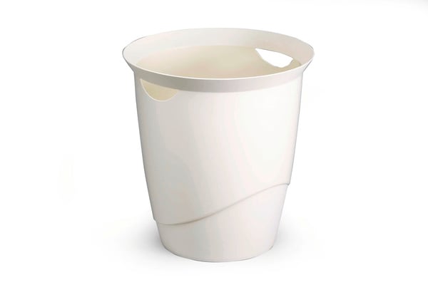 Vit papperskorg Durable Trend 16L med rund form och modern design