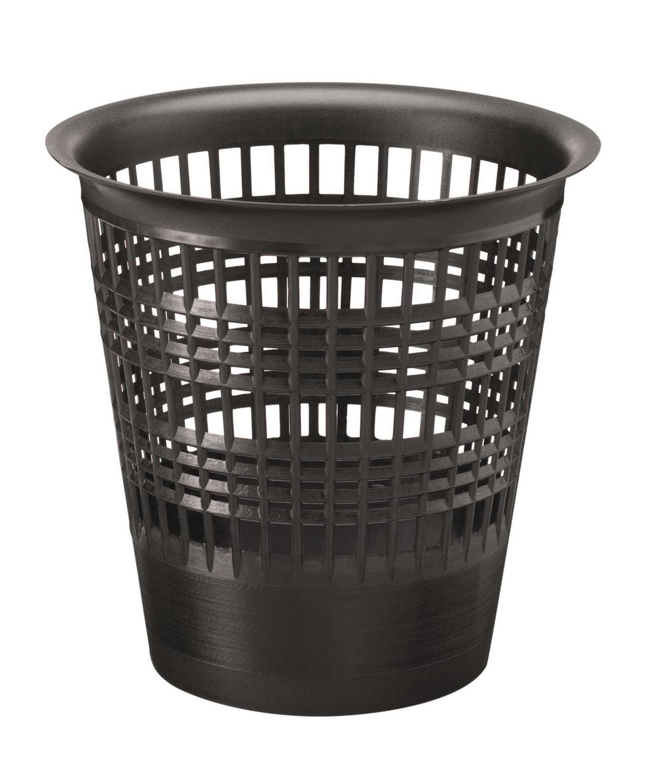 Svart papperskorg Economy 13L med öppningsbart nät och solid botten