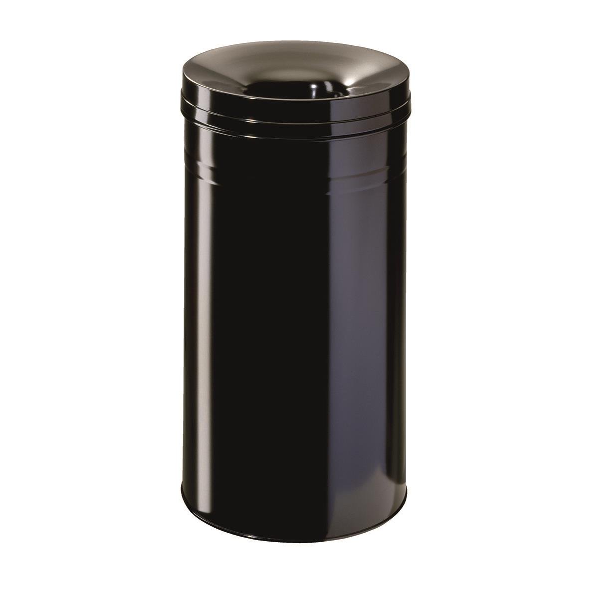 Svart metallavfallstunna Durable Safe+ 30 liter, rund och slitstark